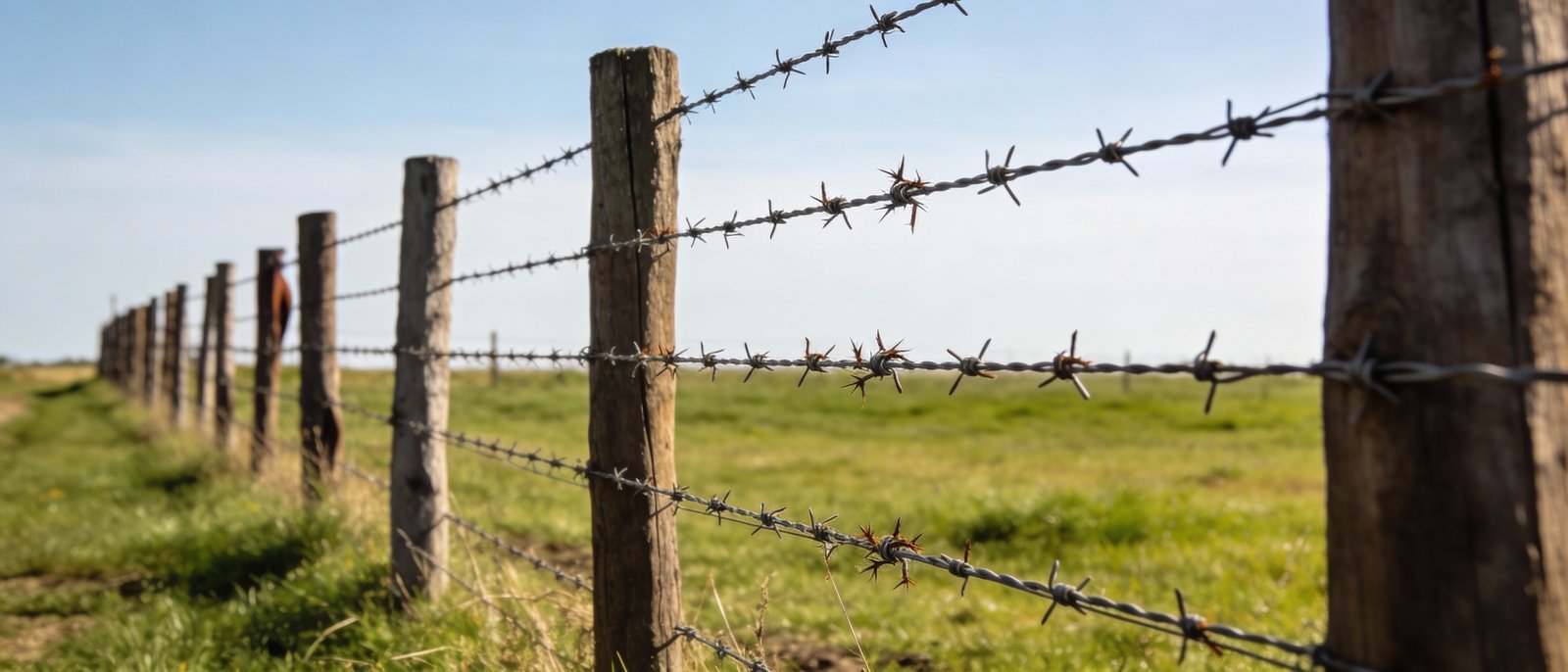 Barbed wire fence showing latent risk