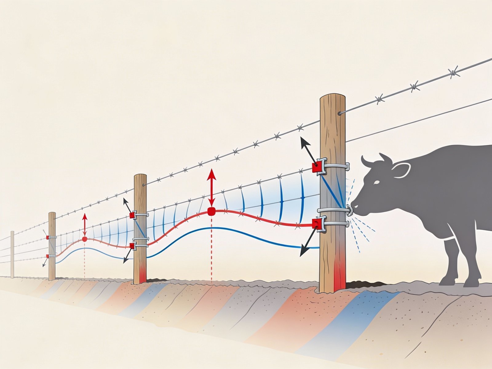 Technical diagram of fence tension and pressure points