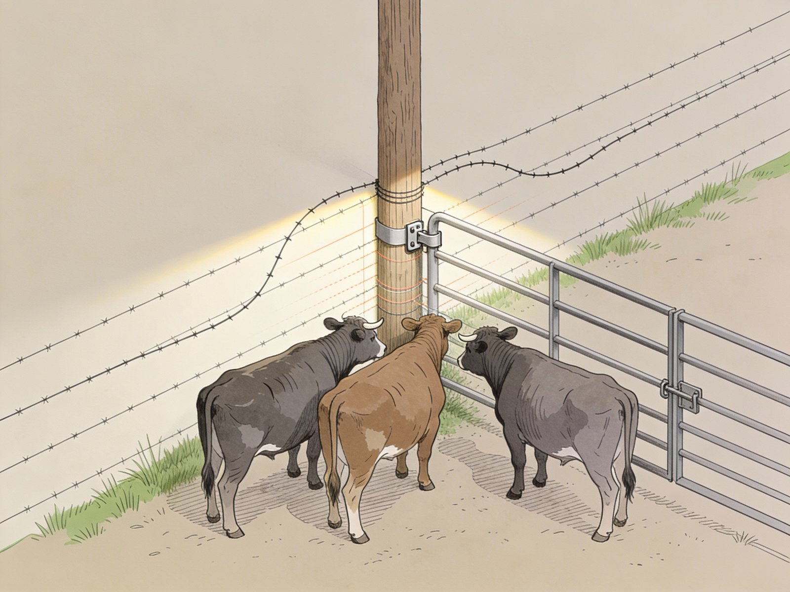 Fence pressure concentration at corner showing uneven stress distribution