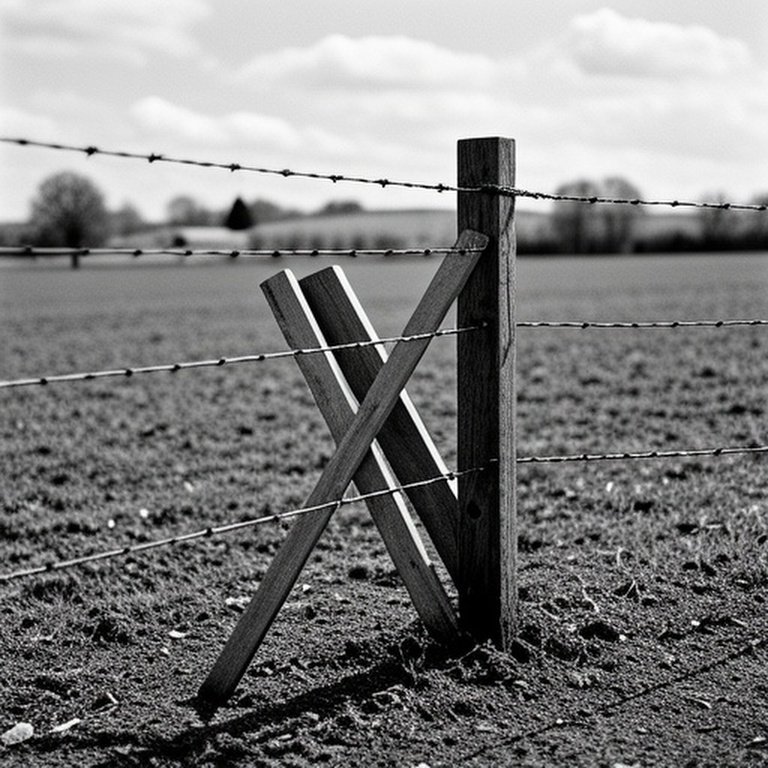 Realistic photograph of reinforced corner fence post with diagonal H-brace in agricultural pasture, emphasizing structural stability and storm resilience