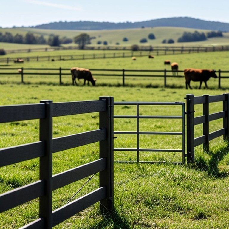 Composite livestock fencing system in agricultural pasture