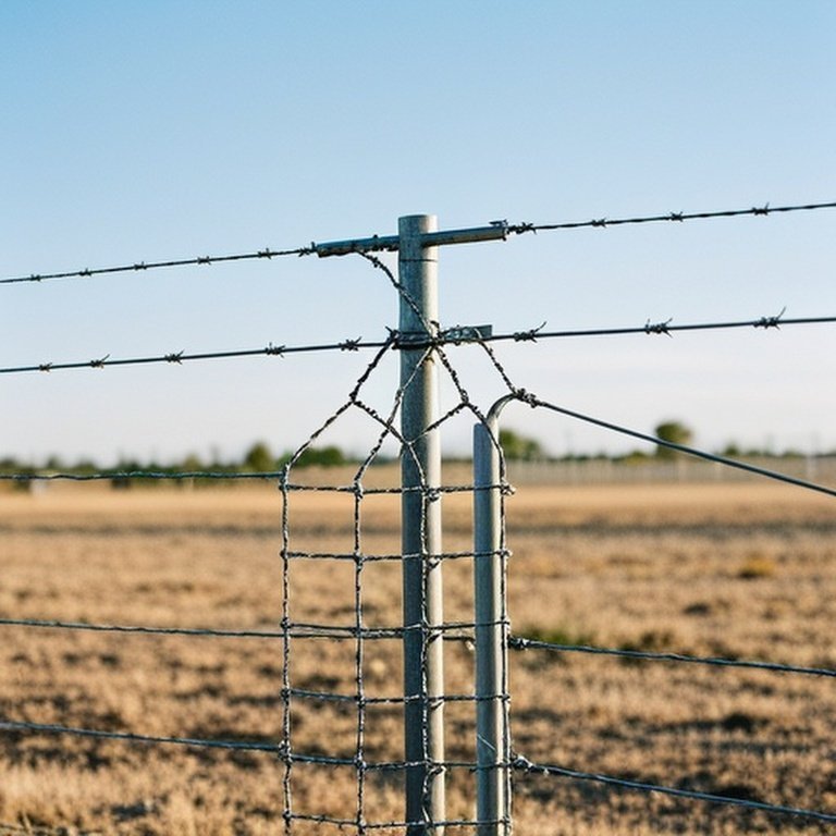 Well-installed heavy-gauge woven wire field fence in dry climate agricultural setting with H-braces and galvanized wire, emphasizing structural integrity and durability
