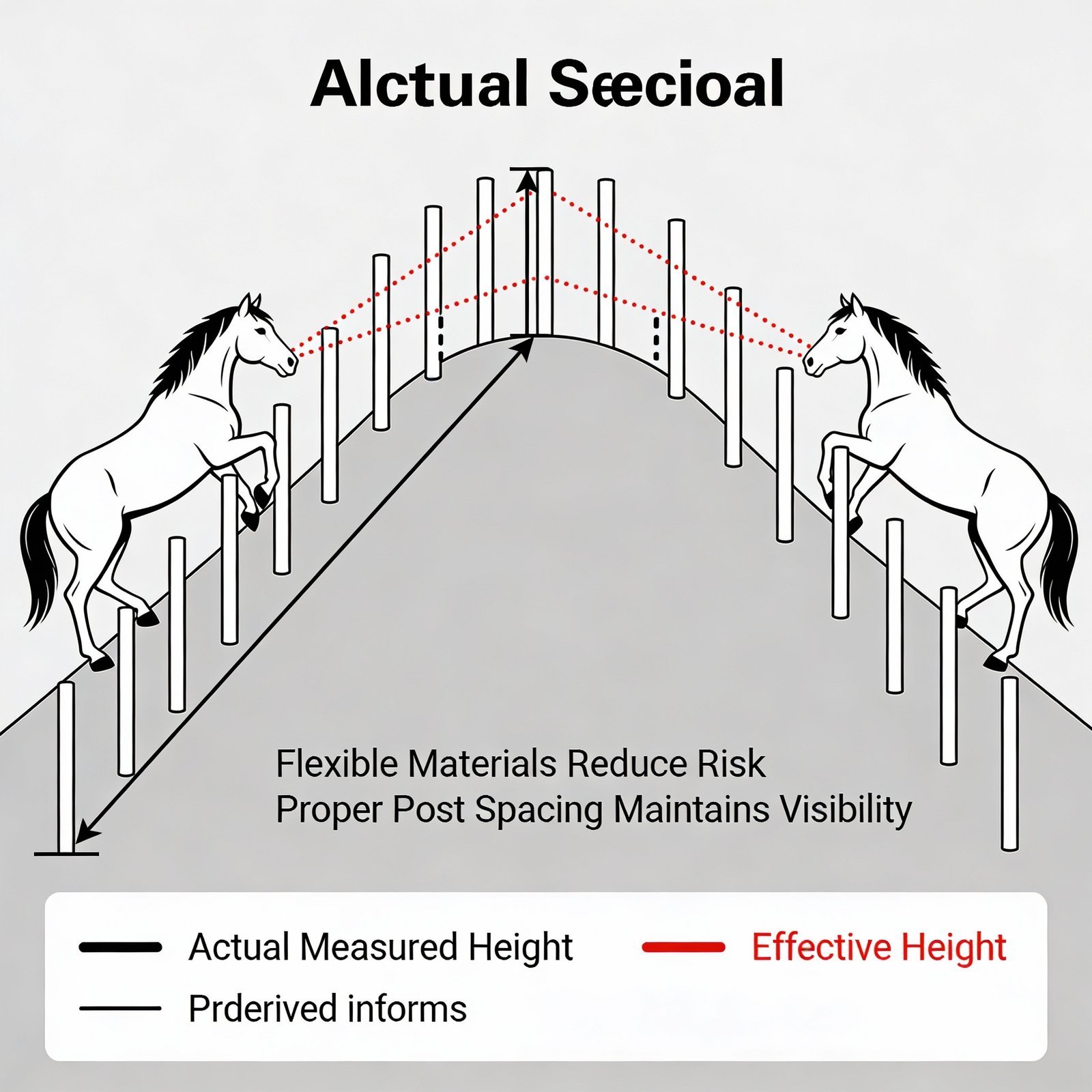 Technical diagram showing effective fence height on slopes