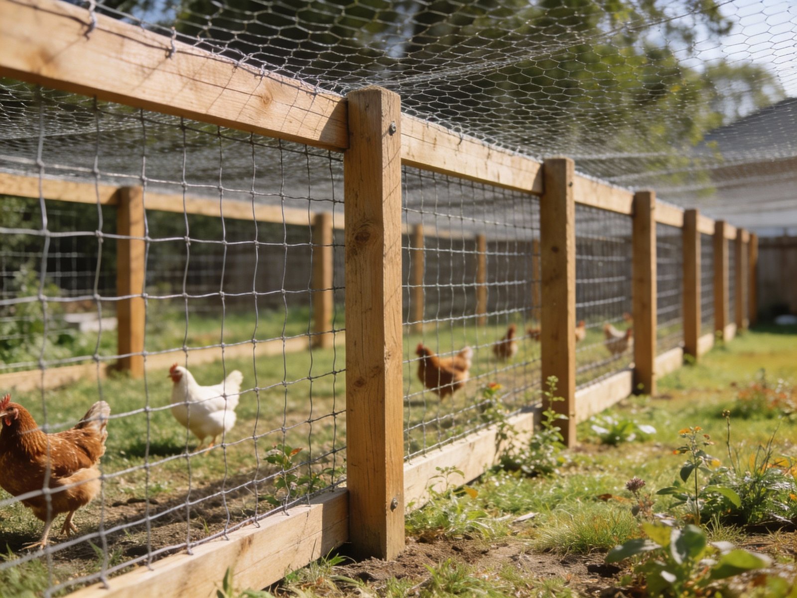 Chicken fencing installation with proper post spacing