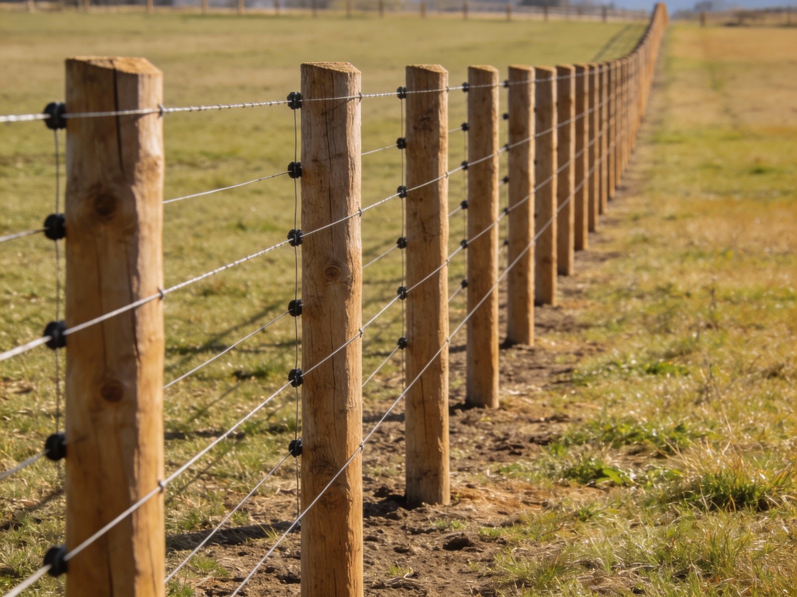Horse fence with evenly spaced posts