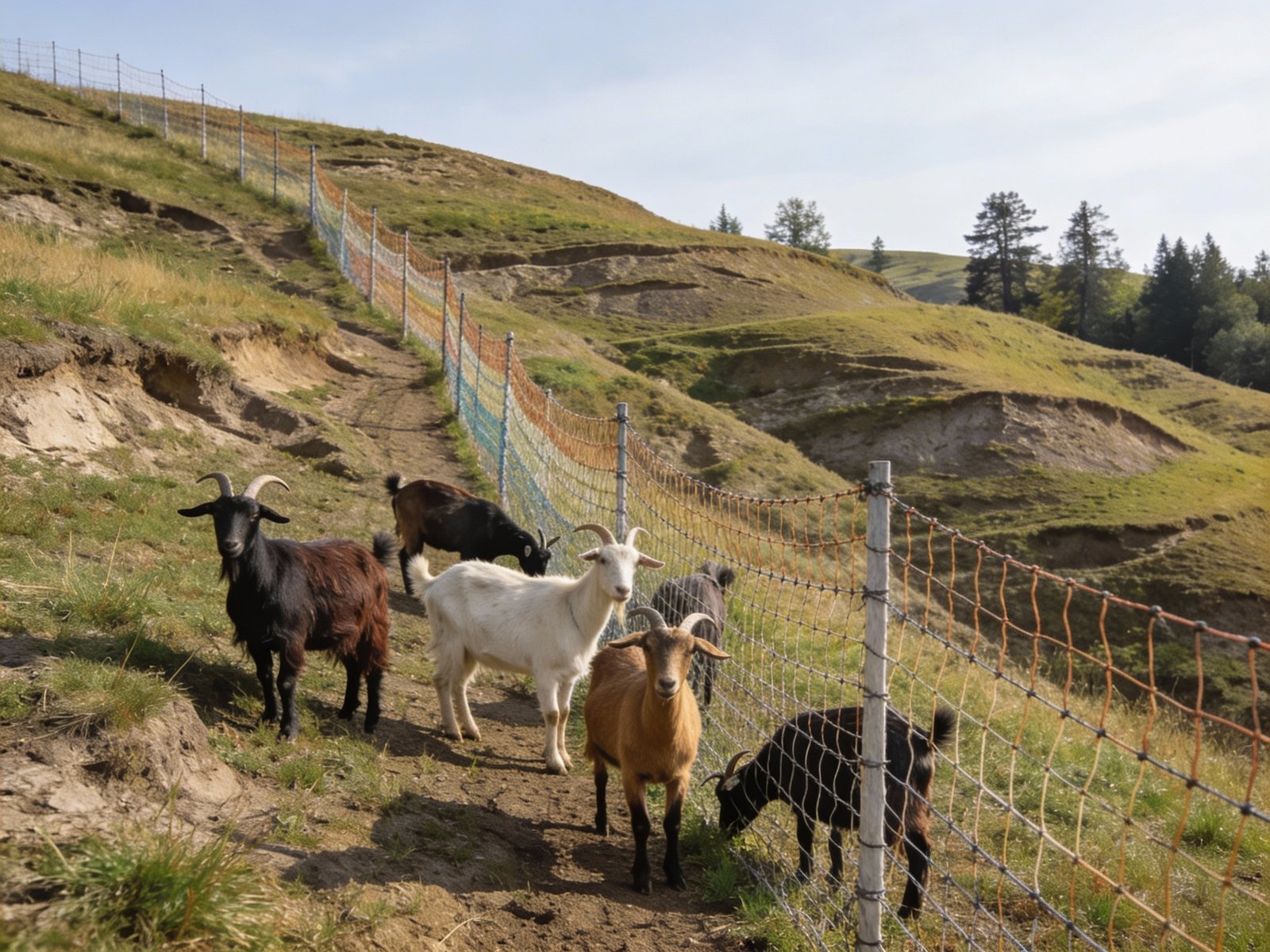 Goats in fenced pasture