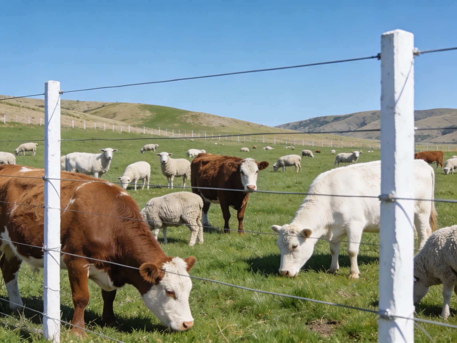 Mixed livestock grazing with electric fencing system