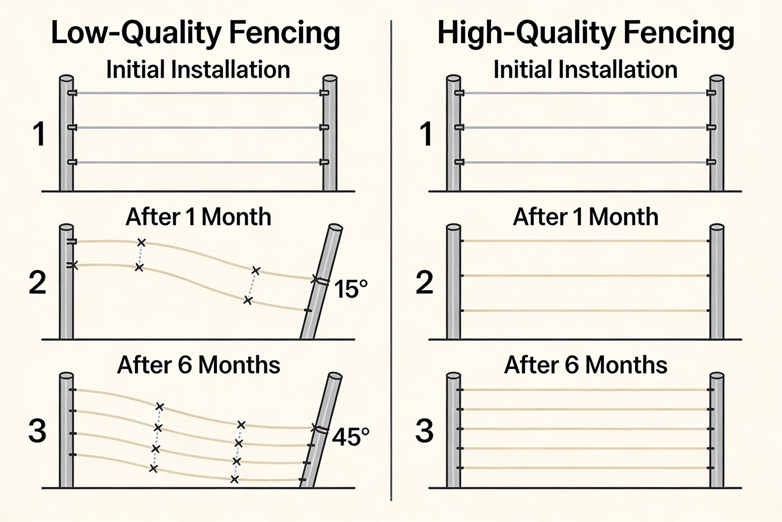 Fence quality comparison under livestock pressure