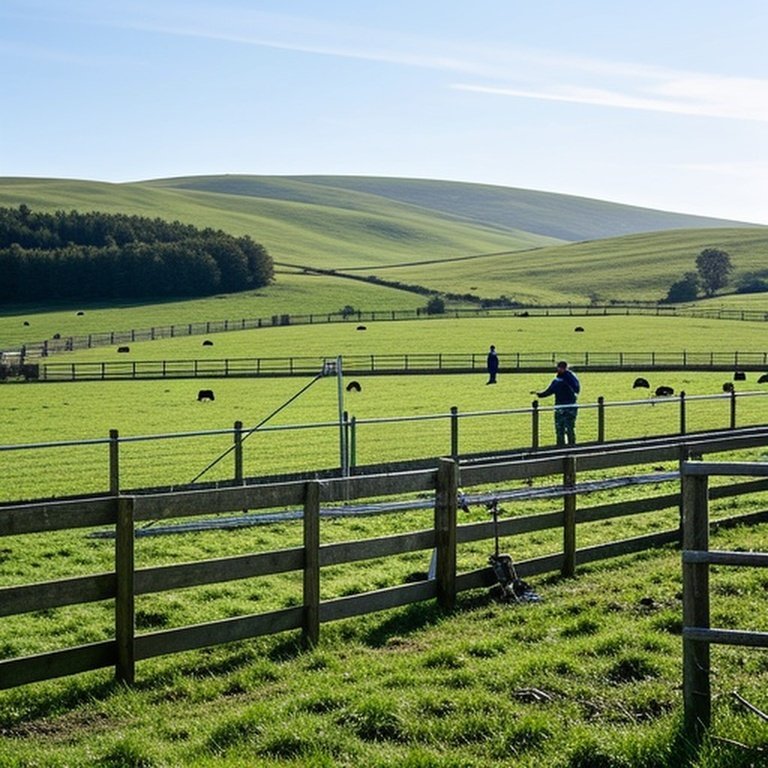 Agricultural farm with perimeter and interior fencing, showcasing phased grazing strategy