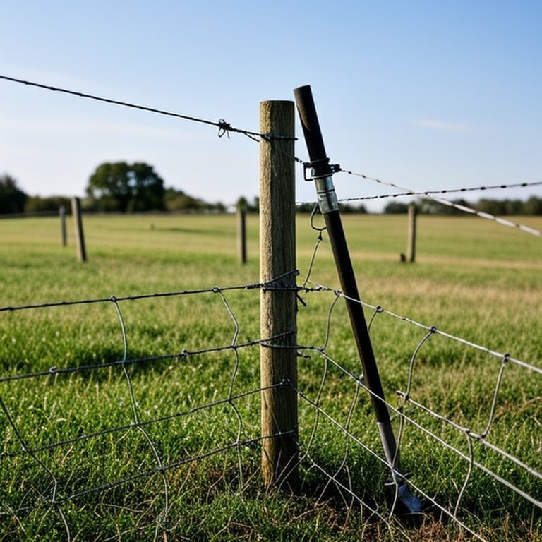Partially installed wooden post and wire cattle fence showing common DIY installation mistakes