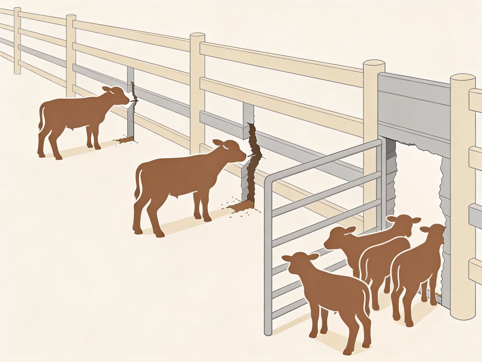 Progressive fence failure from repeated pressure