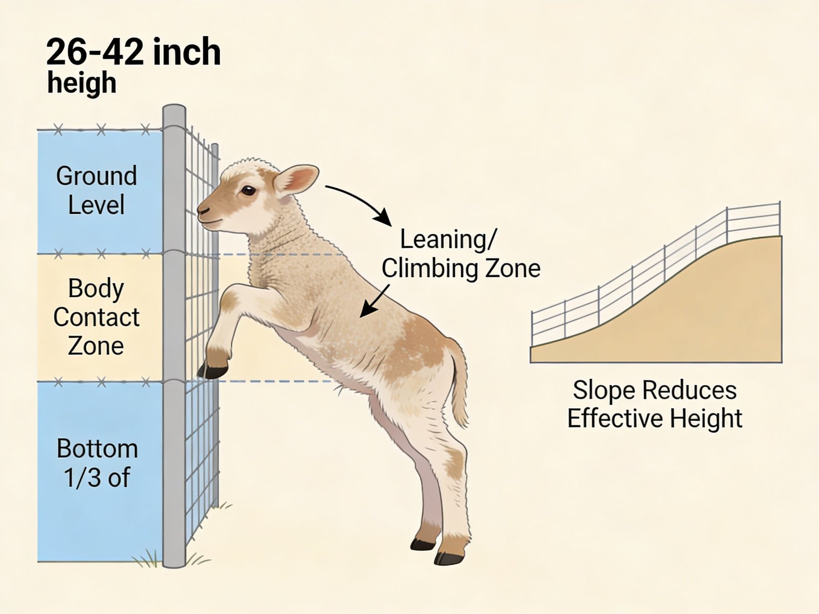 Fence height pressure zones for young livestock