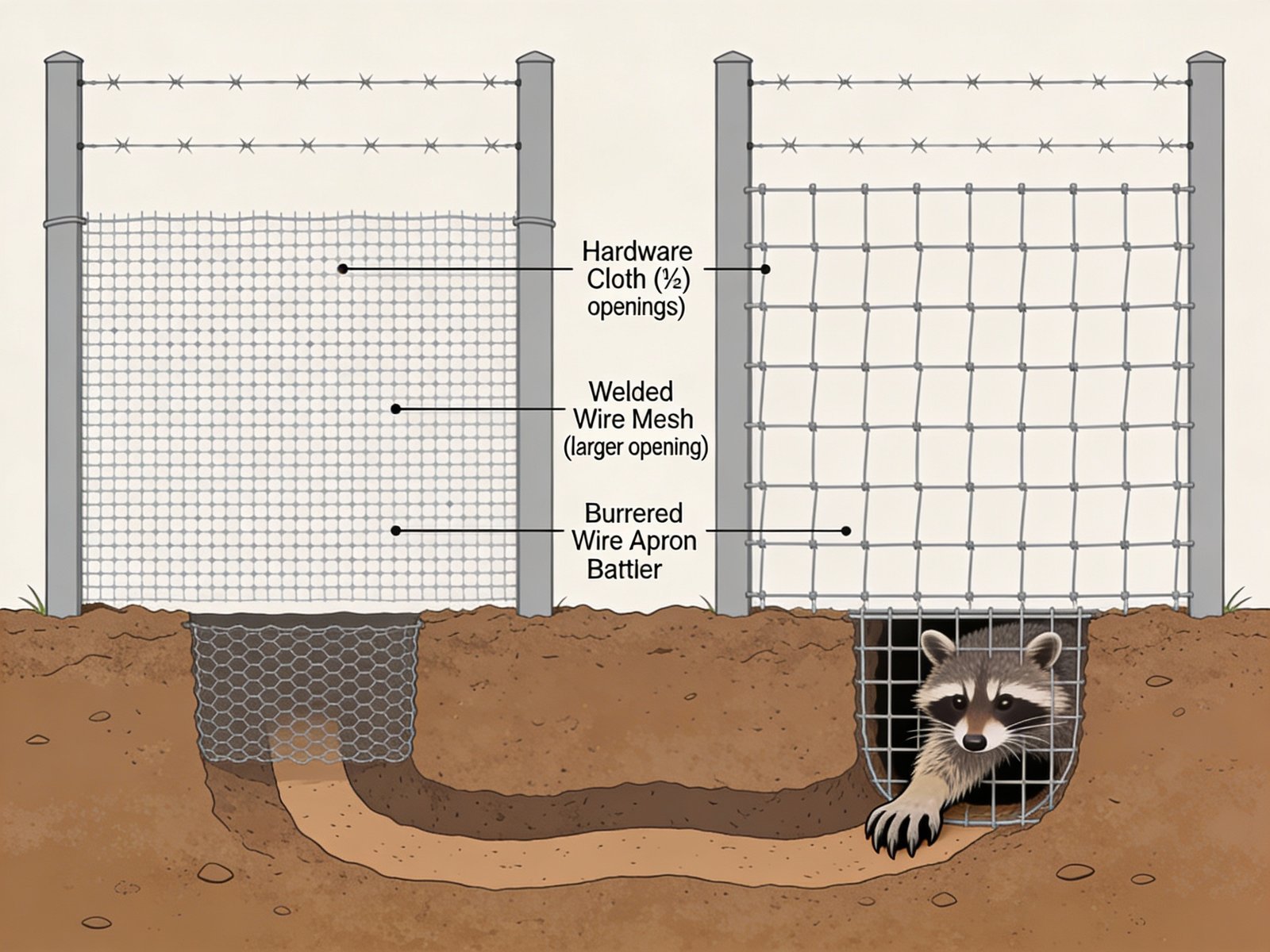 Comparison of fencing materials and predator attack methods
