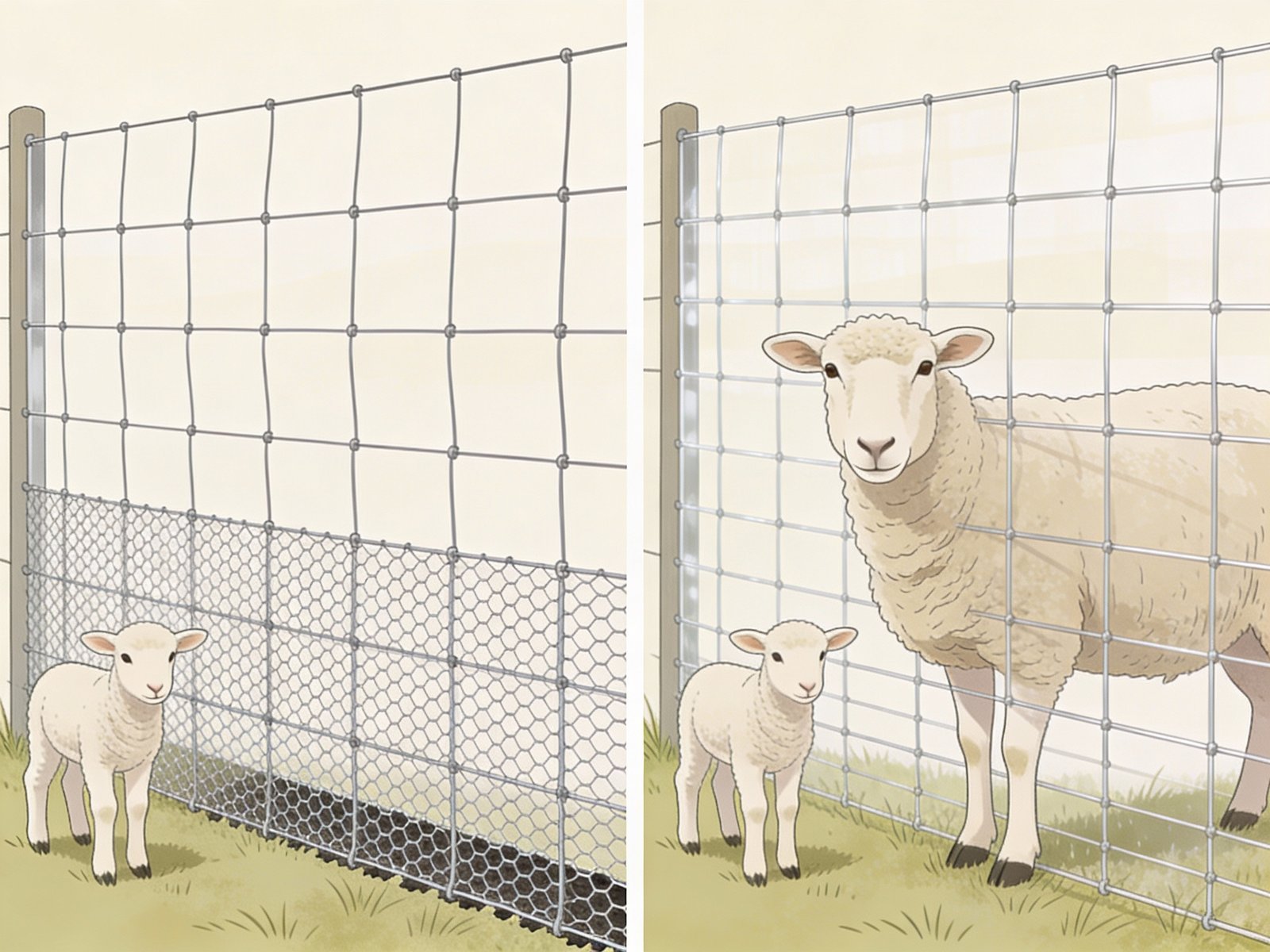 Fence wire spacing comparison for lambs and adult sheep