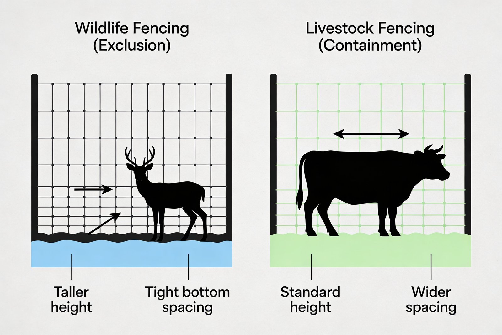 Wildlife fencing versus livestock fencing comparison