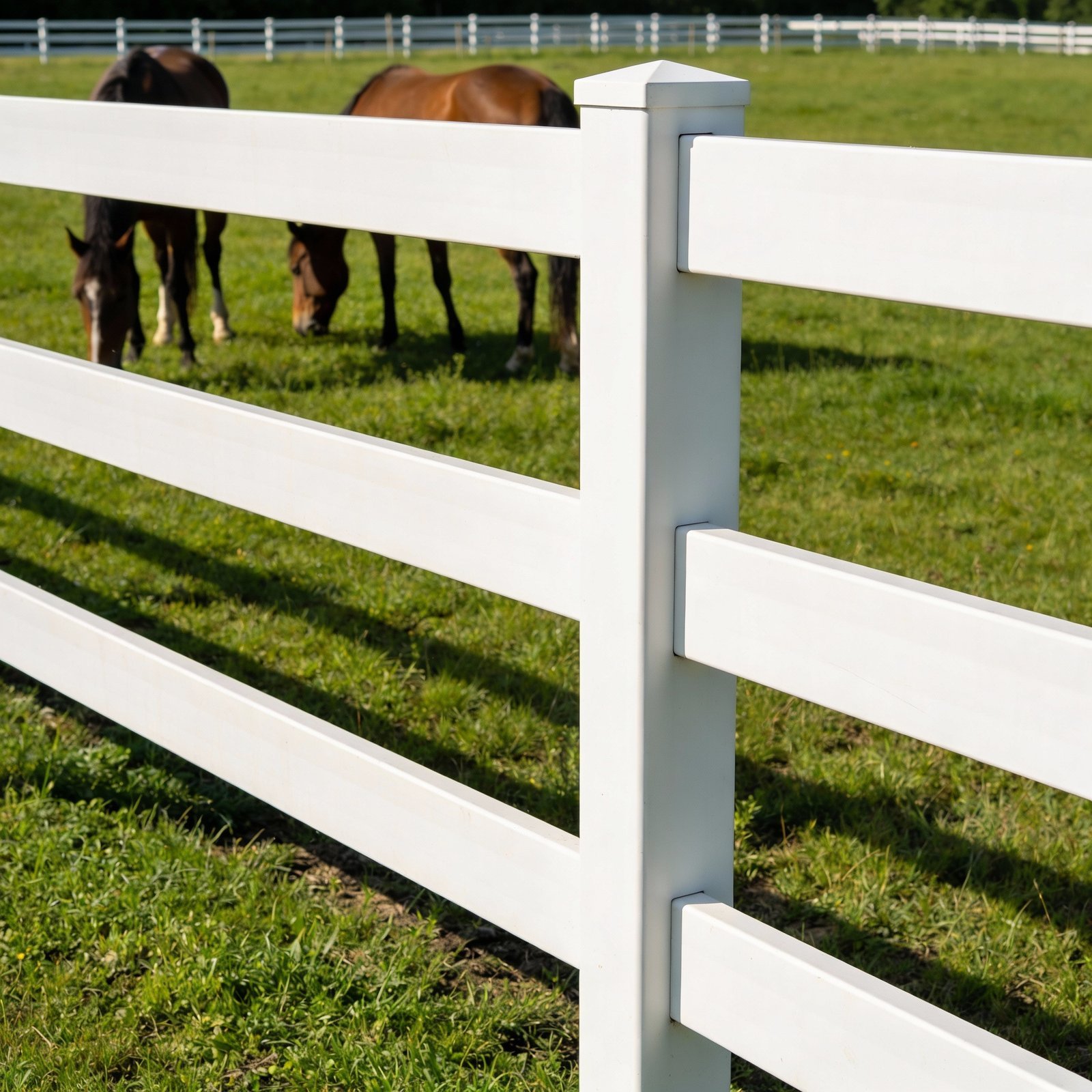 Horse pasture with visible wooden rail fencing