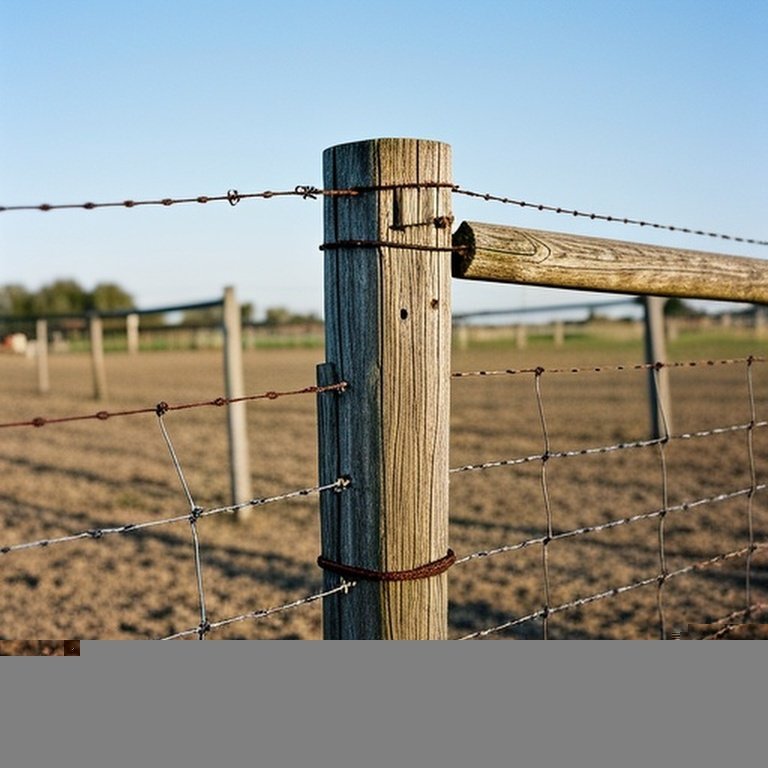 Realistic agricultural fence image showing repair efforts vs. deteriorating fencing conditions in a farm setting Realistic agricultural fence photograph contrasting repair work and deteriorated sections in a farm pasture