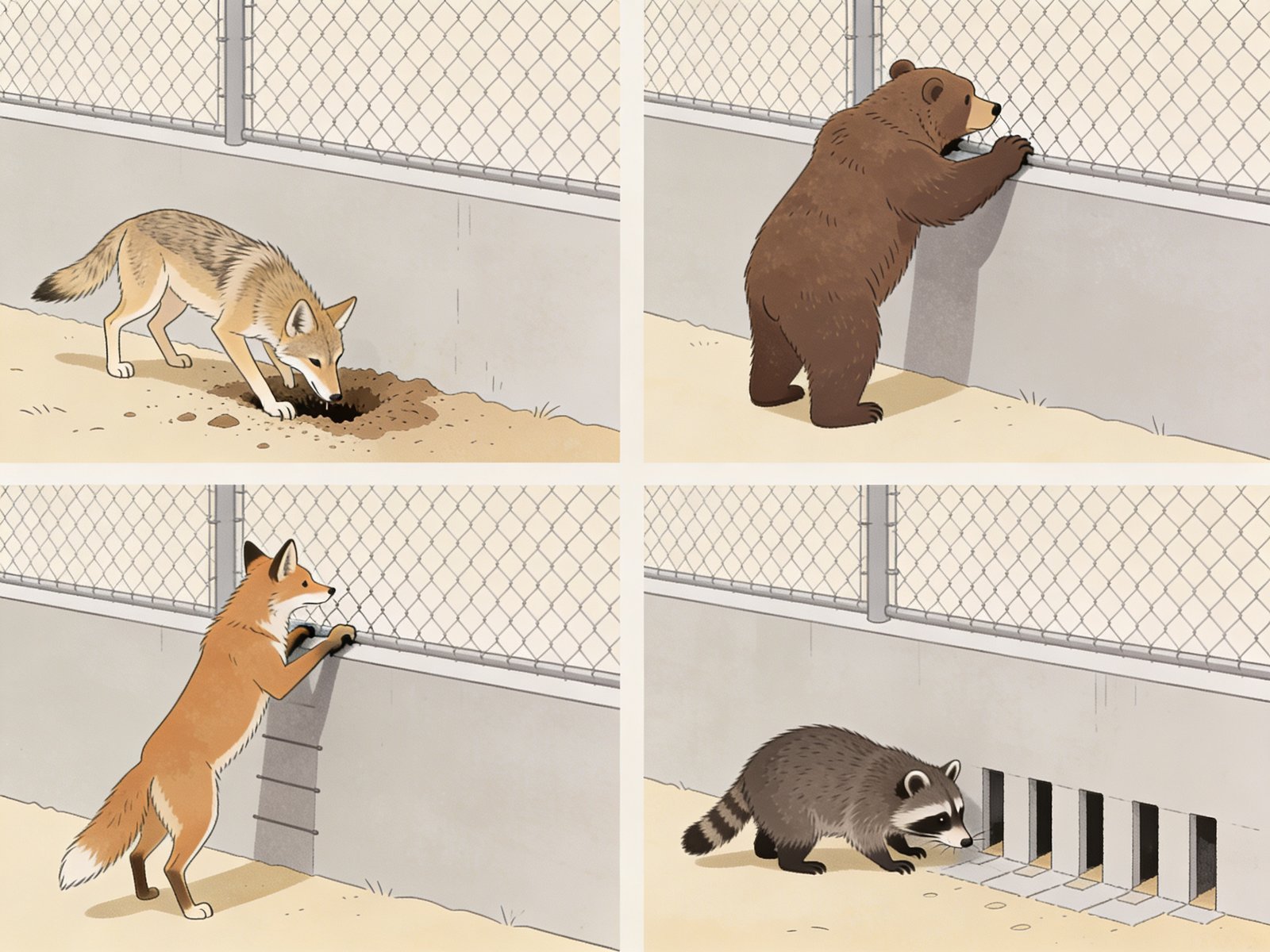 Predator behaviors at fence pressure points